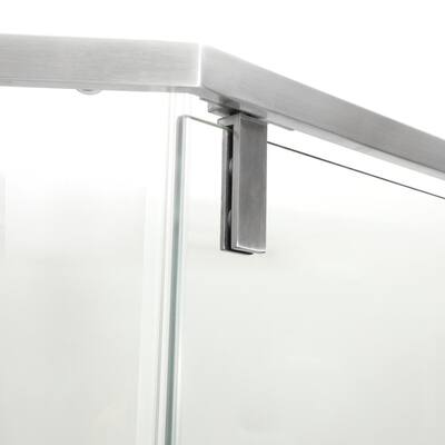 Charis 34 in. W x 72 in. H Pivot Semi-Frameless Shower Door/Enclosure in Bright Sliver with Clear Glass