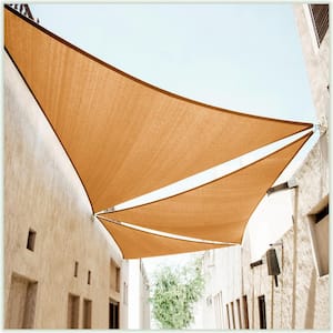 16 ft. x 16 ft. x 22.6 ft. 190 GSM Sand Beige Right Triangle Sun Shade Sail with Triangle Kit