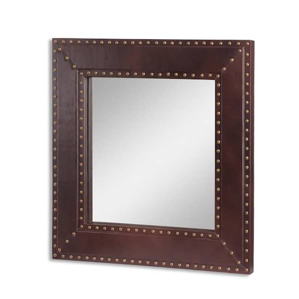 Noble House Barwick 24 in. x 24 in. Bohemian Square Framed Brown Decorative Mirror