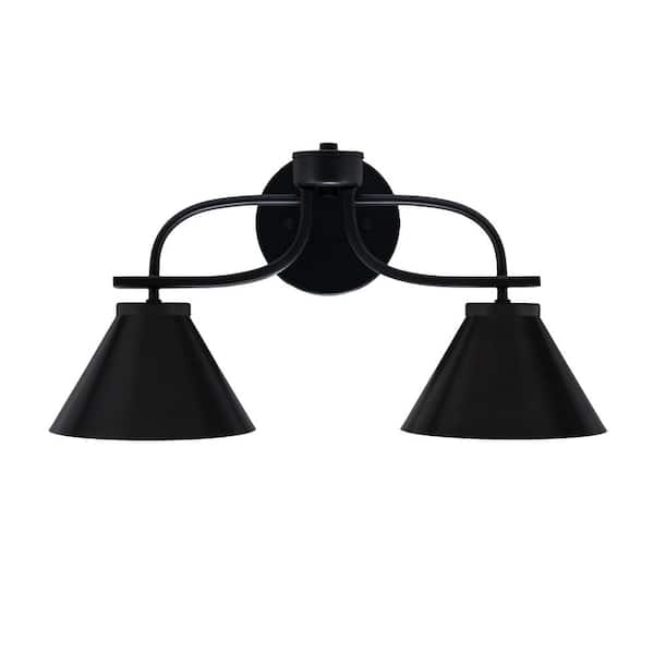 Unbranded Olympia 18.5 in. 2-Light Matte Black Vanity Light