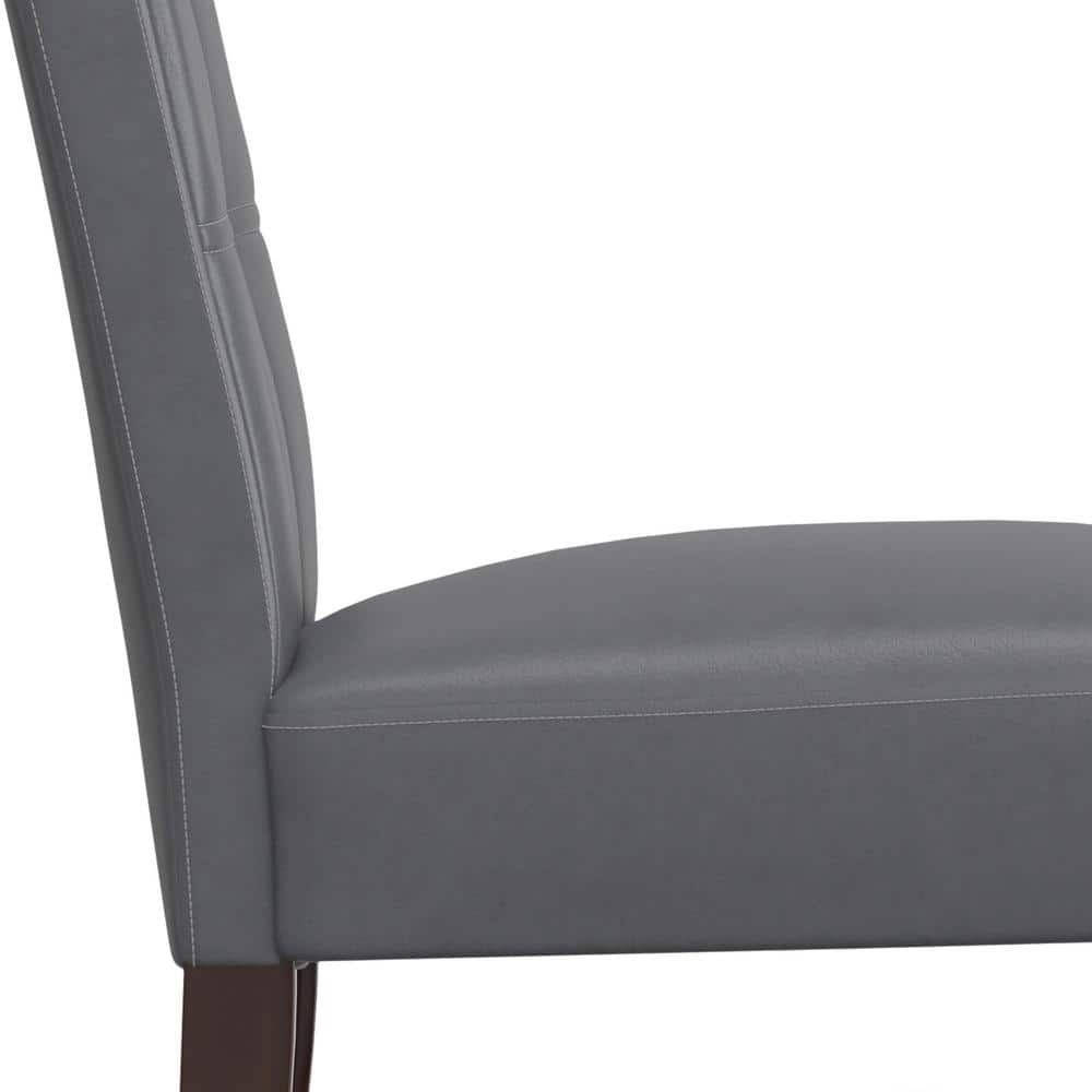 Stone Gray Faux Leather Upholstered Parsons Dining Side Chair