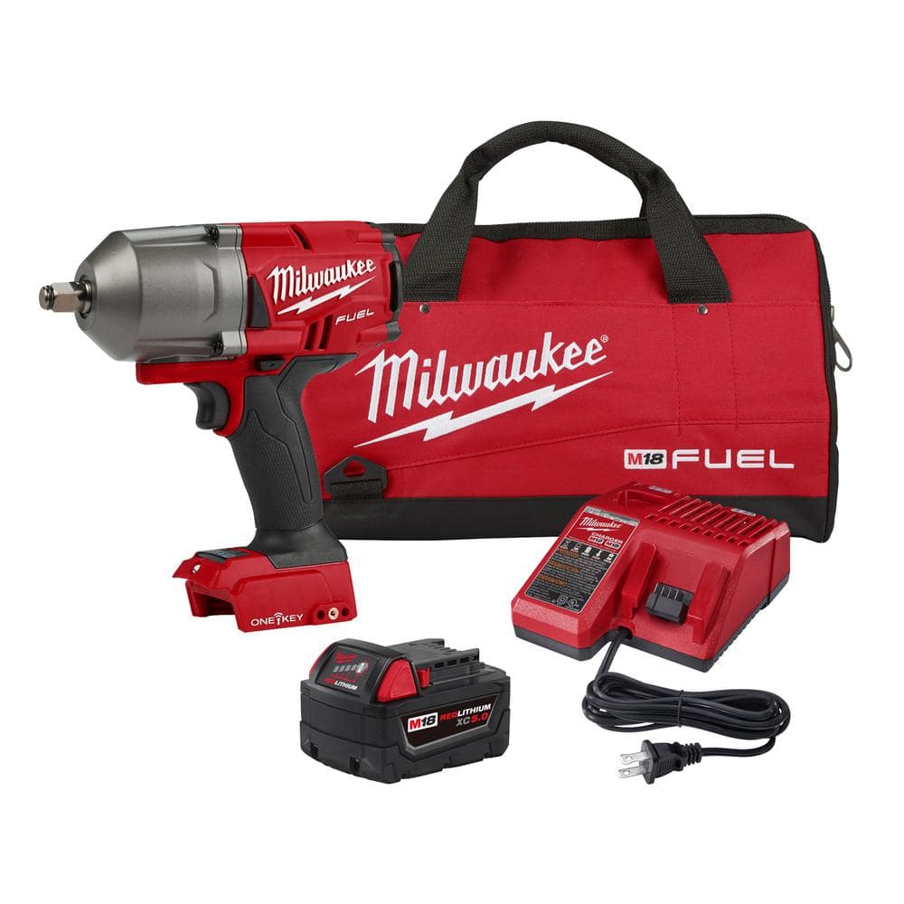 Milwaukee M18 FUEL ONE-KEY 18-Volt Lithium-Ion Brushless Cordless 1/2 in.  Impact Wrench w/Friction Ring Kit w/One 5.0Ah Battery 2863-21P The Home  Depot