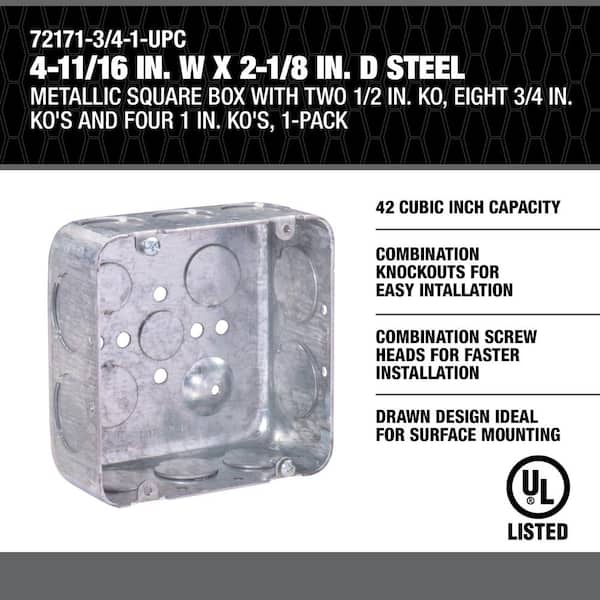 Southwire 4-11/16 in. W x 2-1/8 in. D Steel Metallic Square Box 