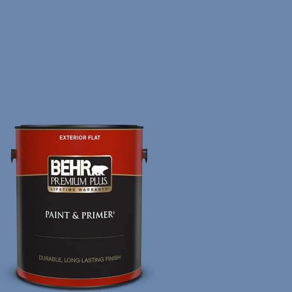 BEHR PREMIUM PLUS 1 gal. #M530-5 Cowgirl Blue Flat Exterior Paint & Primer