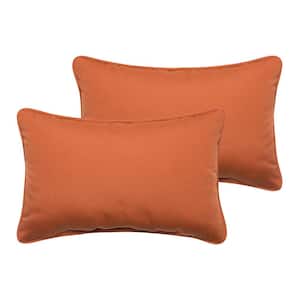 Sunbrella Rust Orange Rectangular Outdoor Corded Lumbar Pillows (2-Pack)