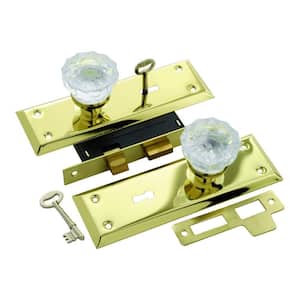 Polished Brass Keyed Glass Mortise Lockset