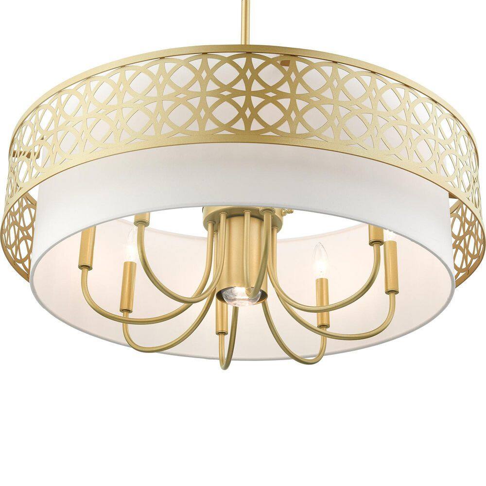 Gold Steel Drum Shade Art Deco Chandelier Light
