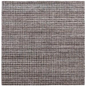 Abstract Brown/Black 6 ft. x 6 ft. Modern Plaid Square Area Rug