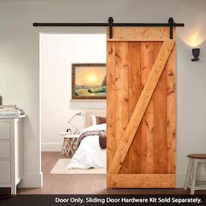 42 in. x 84 in. Distressed Z Series Red Walnut Solid Knotty Pine Wood Interior Sliding Barn Door Slab
