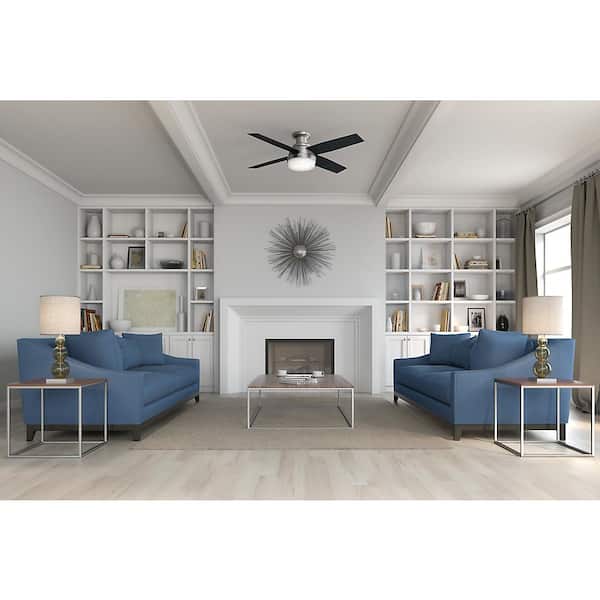 Dempsey 52 in. Low Profile LED Indoor Brushed Nickel Ceiling Fan with Light with Remote Control