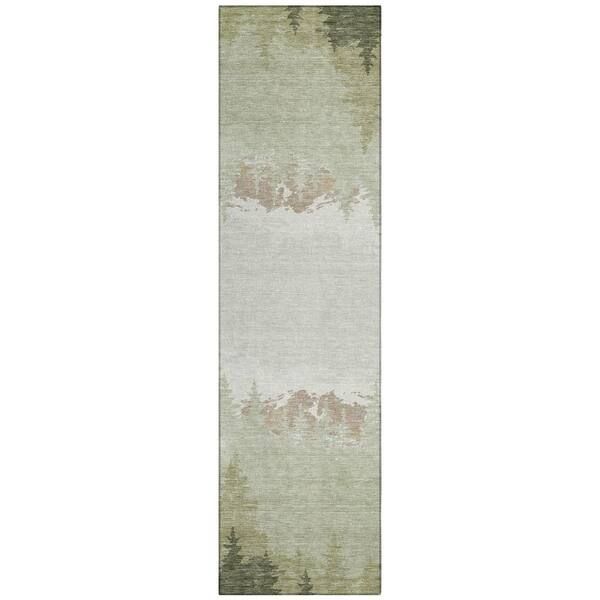Chantille Machine Washable Indoor/Outdoor Abstract ACN2861 Celery 2 ft. x 7 ft. Runner Rug