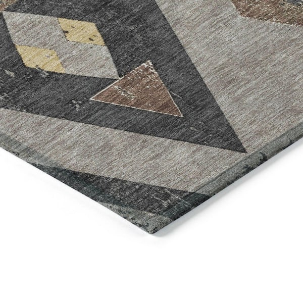 Chantille Machine Washable Indoor/Outdoor Abstract ACN1882 Taupe 8 ft. x 8 ft. Round Rug