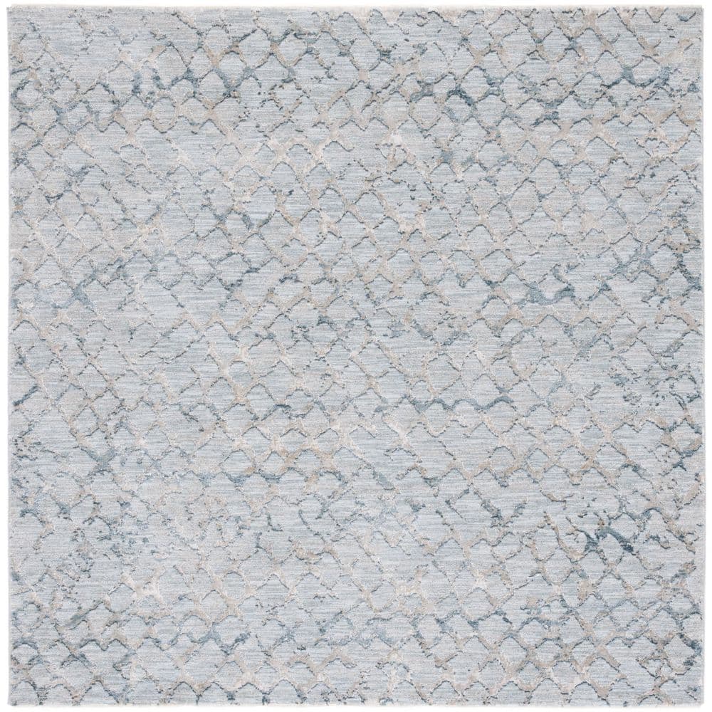 UPC 195058375412 product image for Valencia 6 ft. x 6 ft. Light Blue/Gray Distressed Trellis Square Area Rug | upcitemdb.com