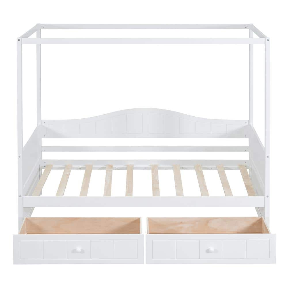 Harper & Bright Designs White Wood Frame Twin Size Canopy Bed, Daybed ...