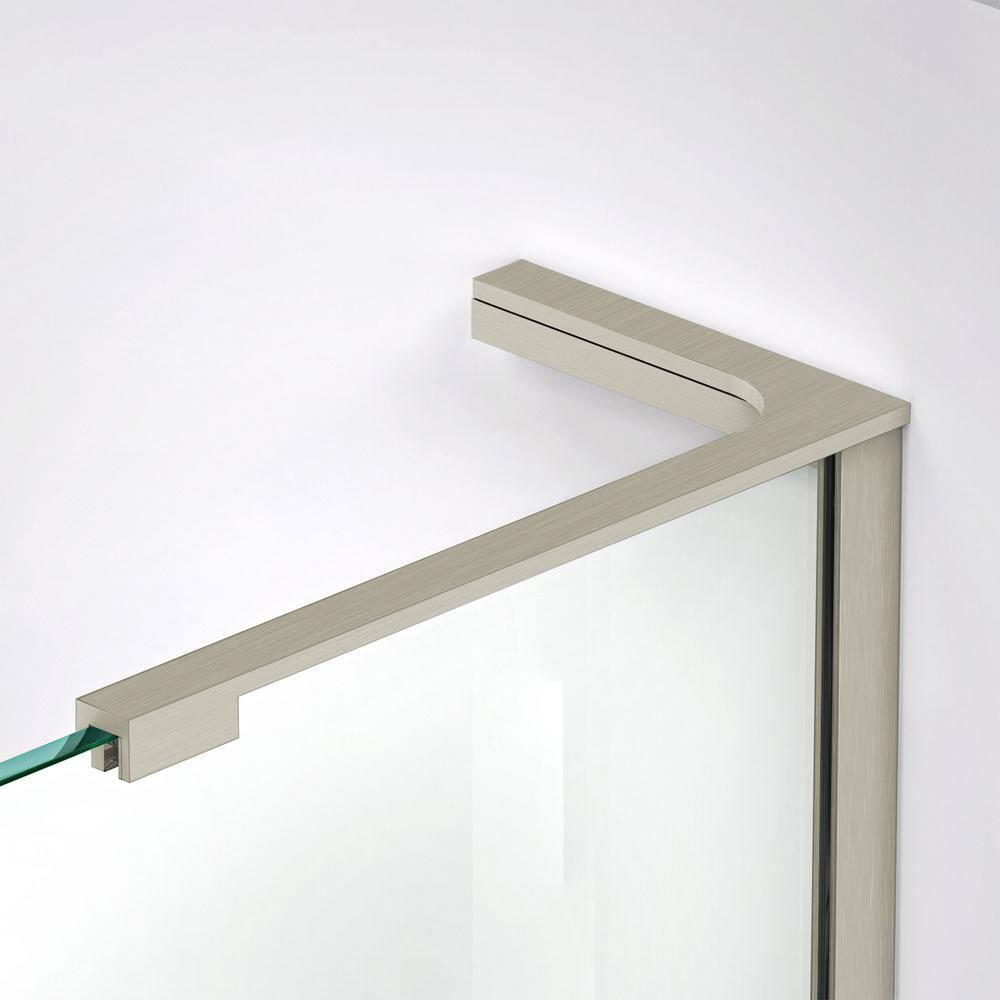 Neo-Angle Frameless Clear Glass Hinged Shower Enclosure with Black Hardware