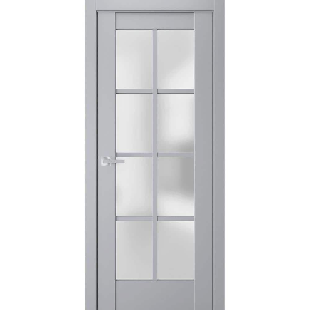 7412 18 in. x 96 in. Right-Hand/Inswing Solid Frosted Glass Matte Grey Single Prehung Interior Door with Hardware price history on PriceWatchPro