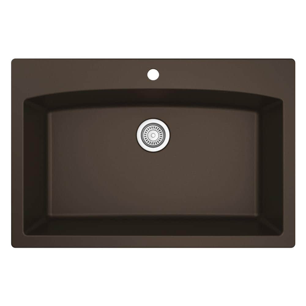 Brown Quartz Composite 33'' Single Bowl Kitchen Sink