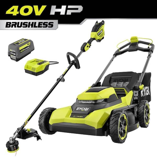 40V HP Brushless 21" Cordless Walk Behind Push Mower with Attachment Capable String Trimmer 8.0 Ah Battery & Charger
