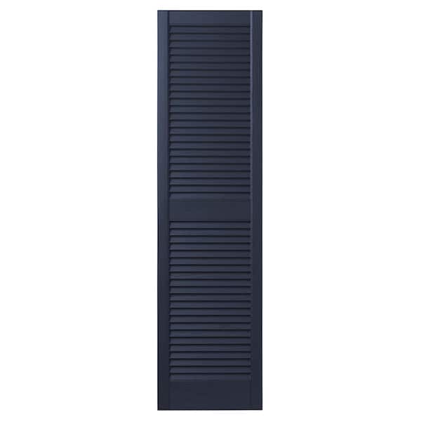 Ply Gem 12 in. x 59 in. Open Louvered Polypropylene Shutters Pair in Dark Navy