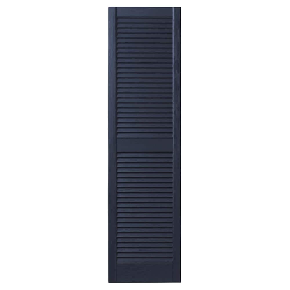 15 in. x 63 in. Open Louvered Polypropylene Shutters Pair in Dark Navy