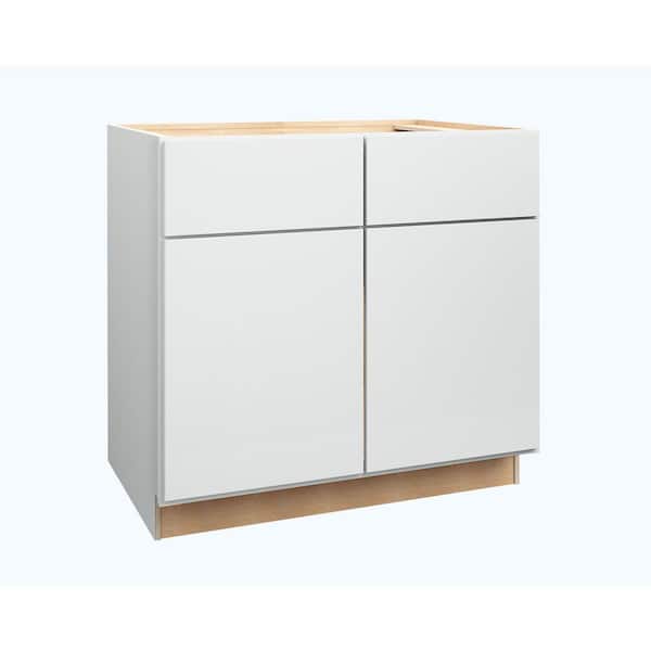 Home Decorators Collection Hargrove 33 in. W x 24 in. D x 34.5 in. H Assembled Plywood Sink Base Kitchen Cabinet in Vesper White with Soft Close