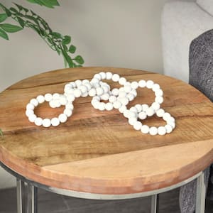 5 in. x 2 in. White Wood Beaded 7 Link Chain Sculpture