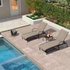 PURPLE LEAF 3-Pieces Metal Aluminum Outdoor Chaise Lounge Patio Lounge Chair with Side Table PPL03-CLSBK-BN