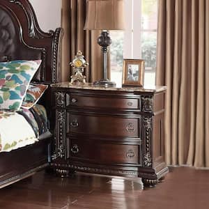 Brown 3-Drawer Wooden 19.5 in. Nightstand