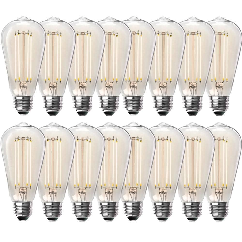 100-Watt Equivalent ST19 Dimmable Straight Filament Clear Glass E26 Vintage Edison LED Light Bulb, Soft White (16-Pack) price history on PriceWatchPro