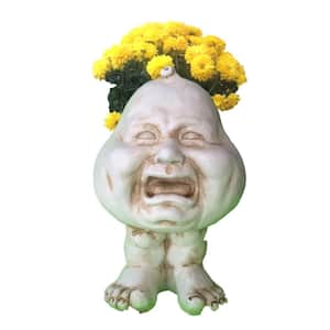 12 in. Antique White Crybaby Muggly Planter Statue Hold 4 in. Pot