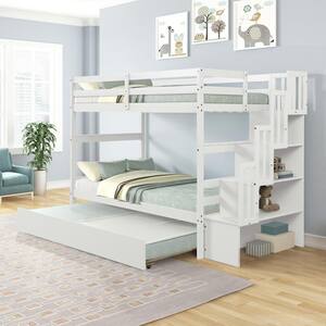 Harper & Bright Designs White Chamblee Twin over Twin Bunk Bed with ...