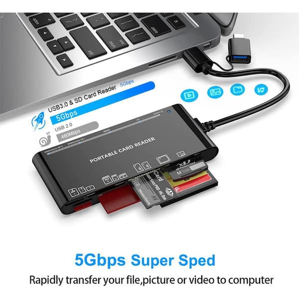 Yichuhaoxi 7-in-1 USB C-USB 3.0 Multi Card Reader for Windows, Mac