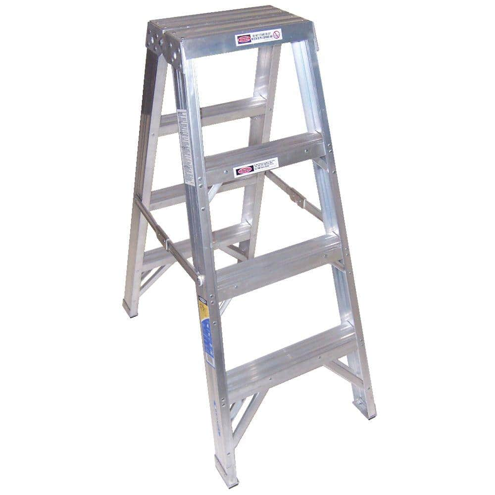 Werner 12 ft. Fiberglass Twin Step Ladder with 375 lb. Load Capacity Type  IAA Duty Rating T7412 - The Home Depot