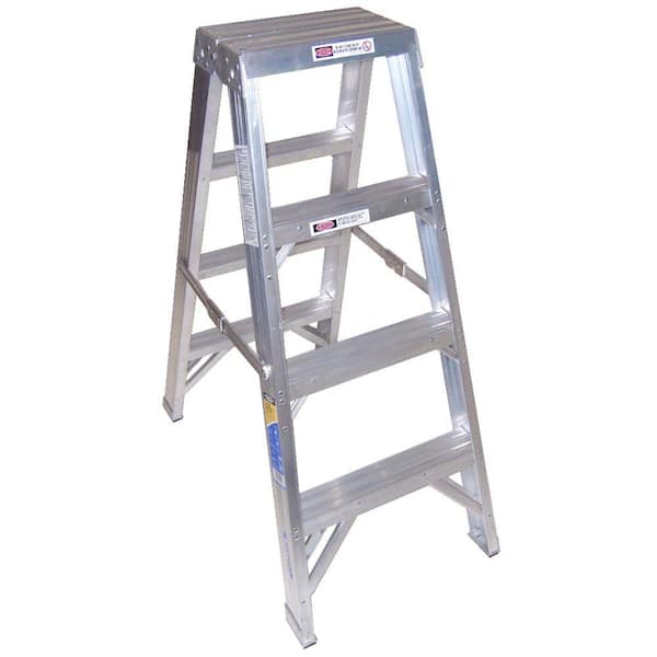 Werner 4 ft. Aluminum Twin Step Ladder with 375 lb. Load Capacity Type IAA Duty Rating