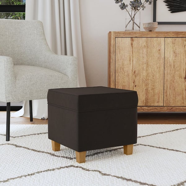 Homepop Chocolate Brown Velvet Square Ottoman with Storage and Lift Off Top