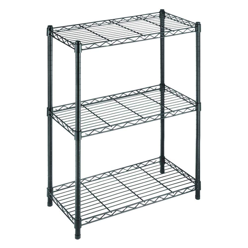 HDX 3-Tier Steel Wire Shelving Unit in Black (24 in. W x 30 in. H x 14 in.  D) 31424BPS - The Home Depot