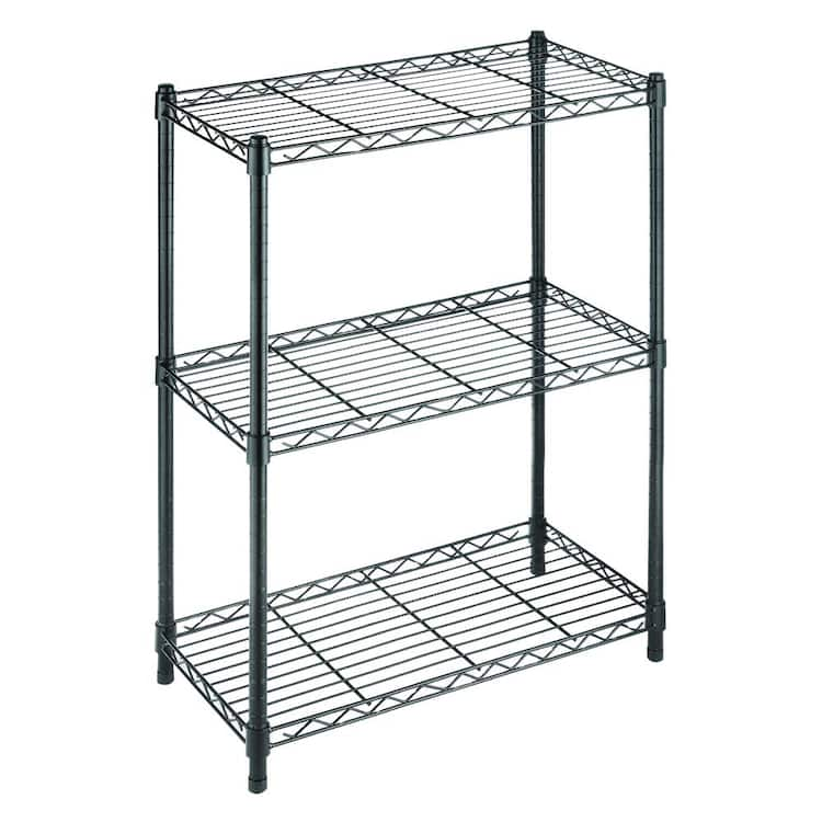 HDX 3-Tier Steel Wire Shelving Unit in Black (24 in. W x 30 in. H x 14 in. D)