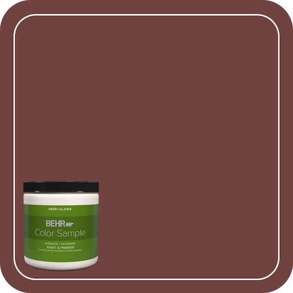BEHR PREMIUM PLUS 8 oz. #ICC-82 Library Red Semi-Gloss Interior/Exterior Paint & Primer Color Sample