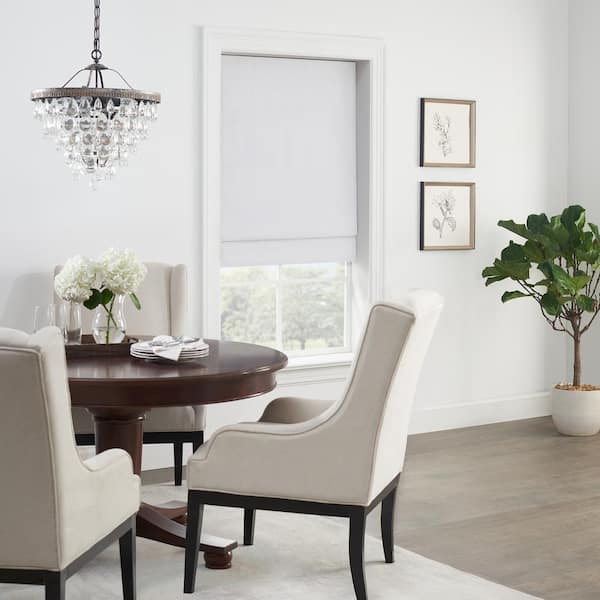Eclipse Faux Silk White Solid Polyester 27 in. W x 64 in. L 100% Blackout Single Cordless Roman Shade