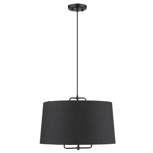 60-Watt 3-Light Black Pendant Light with Metal, No Bulbs Included