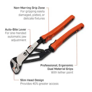 8 in. Z2 Auto-Bite V-Jaw Tongue & Groove Pliers with Dual Material Grip