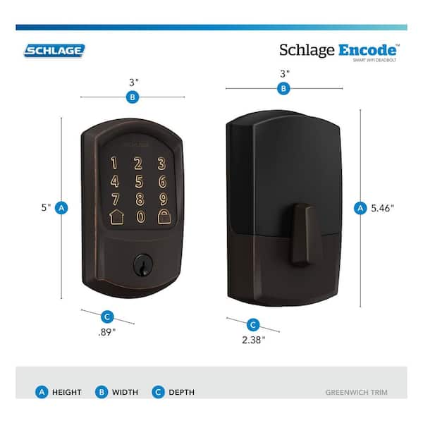 Schlage Greenwich Aged Bronze Electronic Encode Smart WiFi