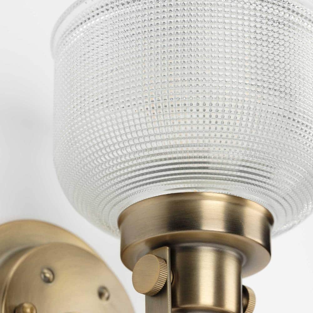 Vintage Brass Prismatic Glass Shade Wall Sconce