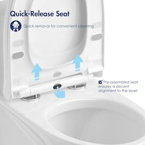 Tucson 1-Piece 1.1/1.6 GPF Siphonic Jet Dual Flush Elongated Compact Toilet in Crisp White, Seat Included