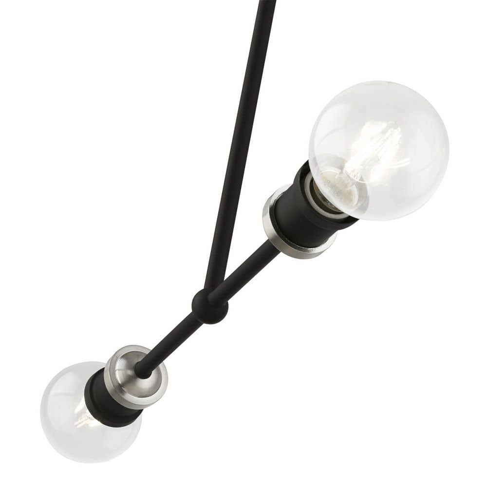 Lansdale Contemporary Black and Brushed Nickel 2-Light Linear Chandelier