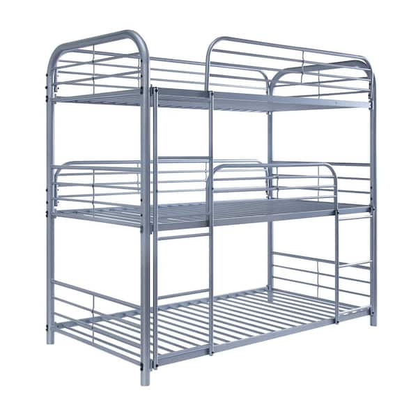 Furniture of America Laika Silver Triple Twin Bunk Bed