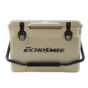 25 qt. Outdoor Khaki Insulated Box Cooler with Stretch Lock, Non-Slip Rubber Mat and 1 Handle