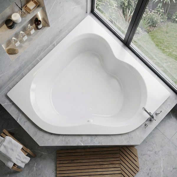 あづ ANZZI 84 in. x 62 in. Acrylic Corner Drop-in Soaking Bathtub with