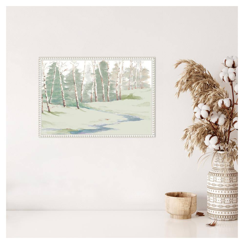 Winter Wood Landscape Canvas Print with Beaded Frame