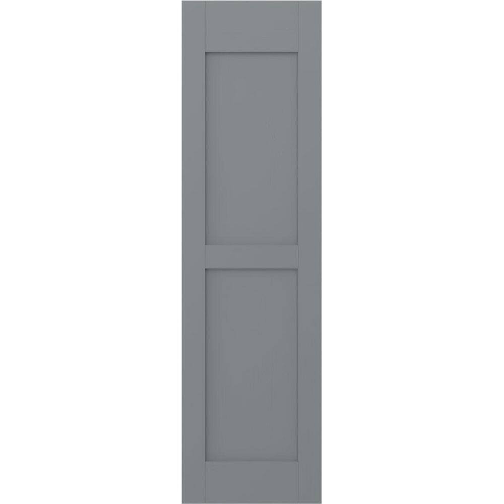 12 in. W x 55 in. H Americraft 2-Equal Flat Panel Exterior Real Wood Shutters Pair in Ocean Swell price history on PriceWatchPro